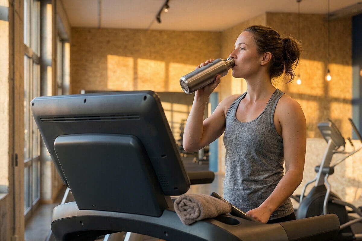 Dame auf dem Laufband im N1 Cumminity Gym in Hassloch