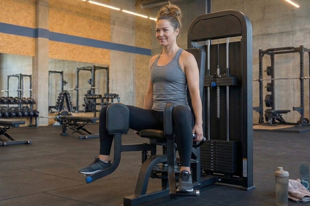 Mitglied bei einer Übung für die Beine im N1 Cumminity Gym in Hassloch