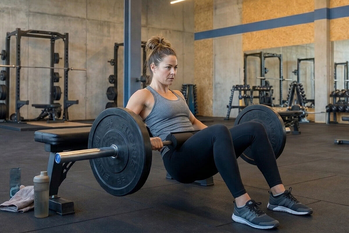 Mitglied bei einer Hip Thrusts-Übung im N1 Cumminity Gym in Hassloch