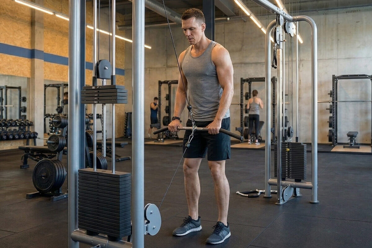 Mitglied bei einer Übung für den Biceps im N1 Cumminity Gym in Hassloch